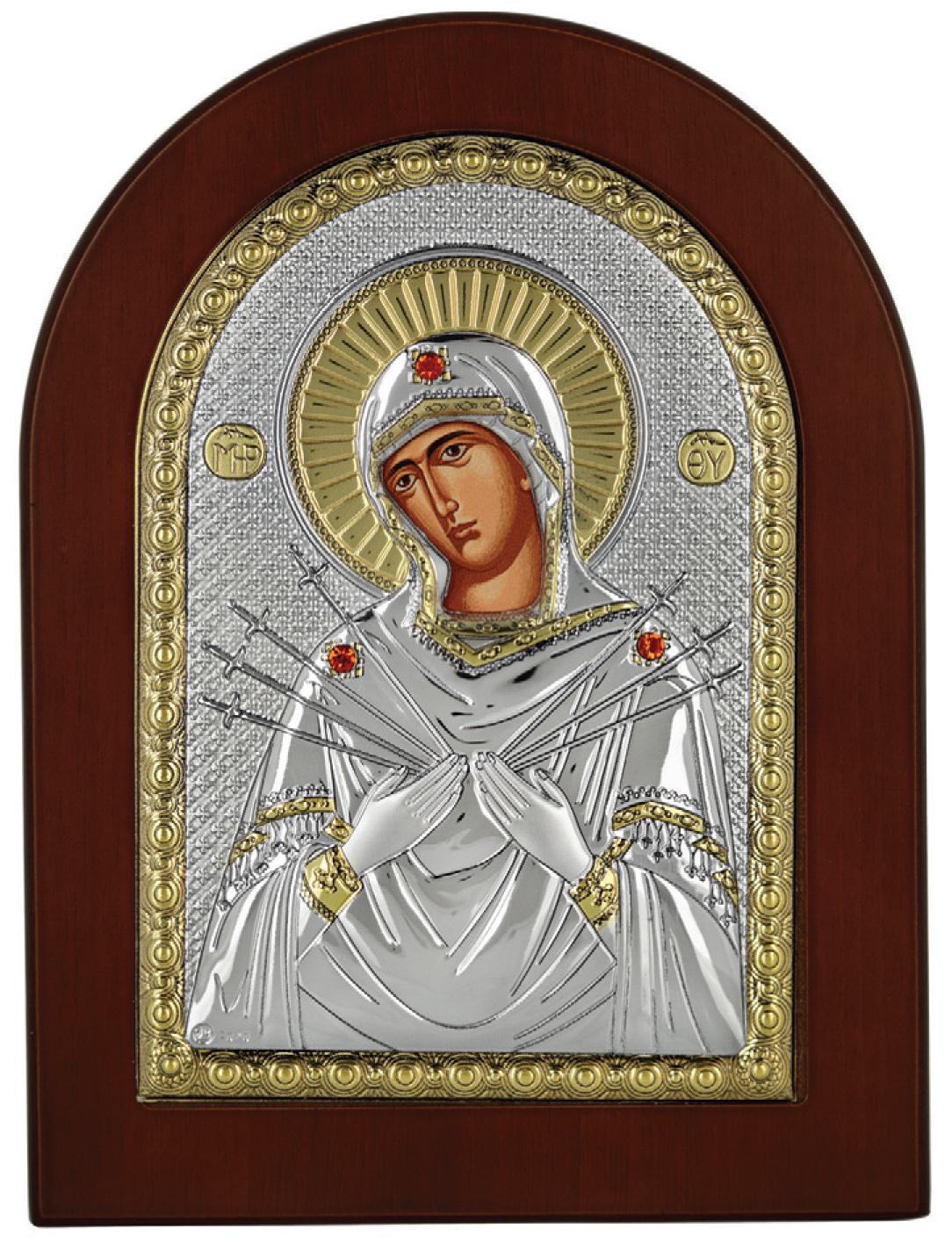 Ασημένια εικόνα Prince Silvero Παναγία επτά Σπαθιά ΜΑ/Ε1114-ΑΧ