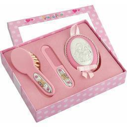 Set for children pink Prince Silvero MA/SL003-R with picture, comb and brush